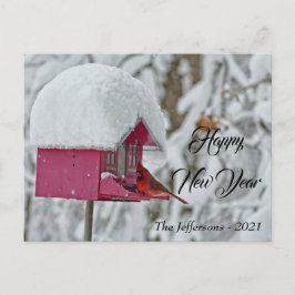 Roter Kardinal glücklich Neues Jahr Postkarte