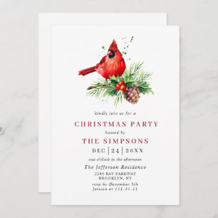 Roter Kardinal Holly Berry Weihnachtsfeier Einladung