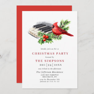 Roter Kardinal Holly Berry Weihnachtsfeier Einladung