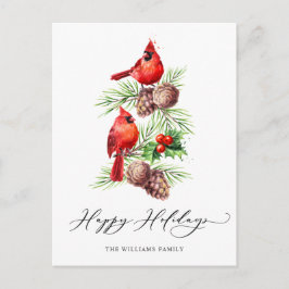 Roter Kardinal Holly Berry Weihnachtsfeiertag Postkarte