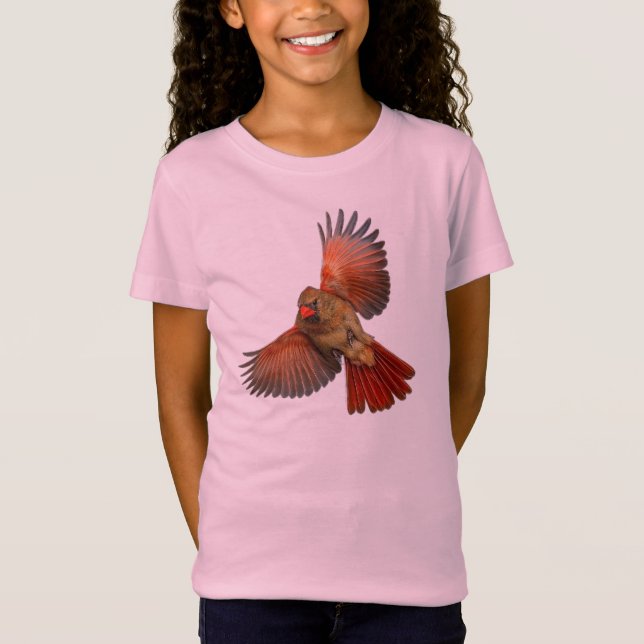 Roter Kardinal im Flug Kinder T-Shirt (Vorderseite)