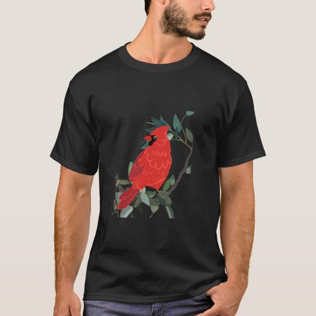 Roter Kardinal im Nordosten des Baumzweigs Long Sl T-Shirt (Vorderseite)