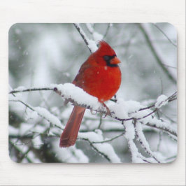 Roter Kardinal im Schnee Mousepad
