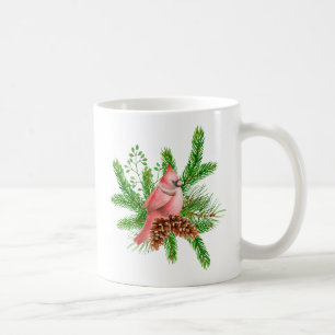 Roter Kardinal im Winter Evergreens Tasse