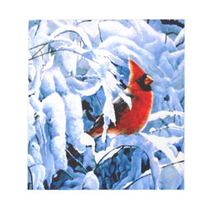 Roter Kardinal im Winterschnee Notizblock