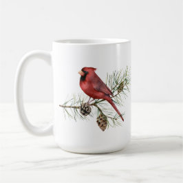 Roter Kardinal, Kiefernfüße, Weihnachten der Zweig Kaffeetasse
