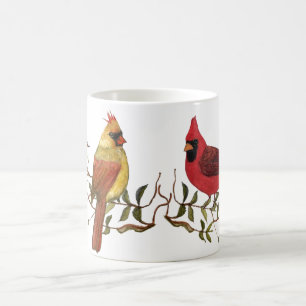 Roter Kardinal Lovebirds Weiße Kaffee Tasse