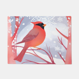 Roter Kardinal | Schöne Aquarellmalerei Fußmatte