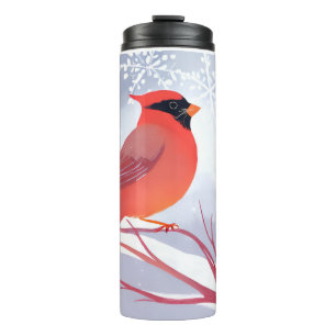 Roter Kardinal   Schöne Aquarellmalerei Thermosbecher