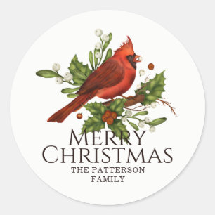 Roter Kardinal Stechpalme Weihnachten Benutzername Runder Aufkleber