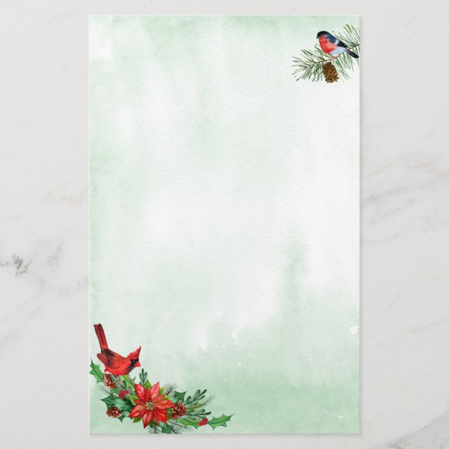 Roter Kardinal und Bullfinch Bird Holiday Stationi Briefpapier (Vorderseite)