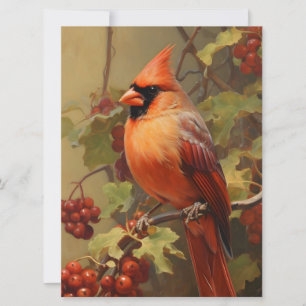 Roter Kardinal und Waldbeeren Karte