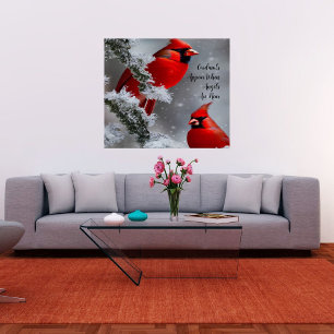 Roter Kardinal Vögel Engel Sind Nah Glänzendes Pos Poster