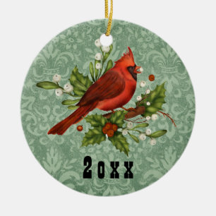 Roter Kardinal-Vogel-Weihnachten Feriengjahr C im  Keramik Ornament