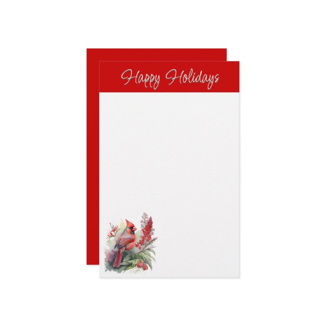 Roter Kardinal Weihnachten Briefpapier (Vorderseite/Rückseite Beispiel)