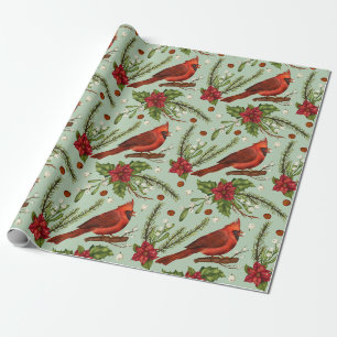 Roter Kardinal Weihnachten, Weihnachtsstern, Beere Geschenkpapier