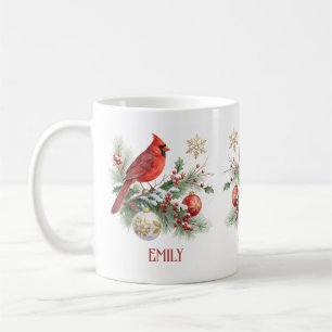Roter Kardinal Weihnachts-Stechpalmenstrauß Kaffeetasse