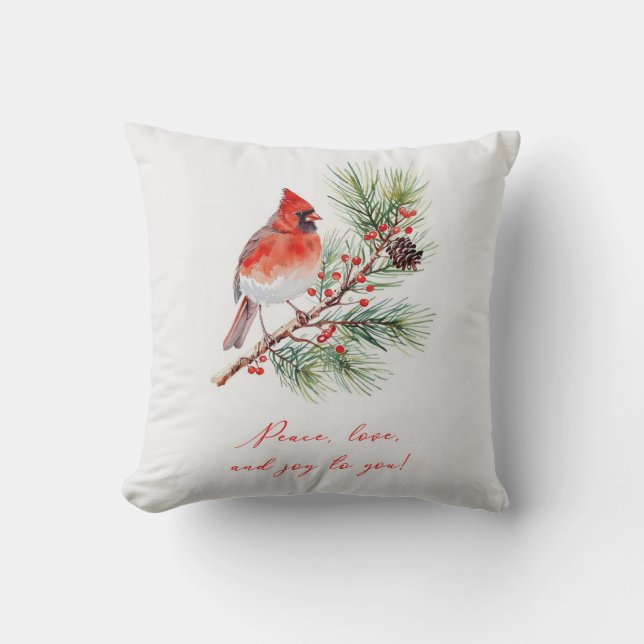 Roter Kardinal-Weihnachts-Wurfkissen Kissen (Vorderseite)