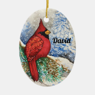 Roter Kardinal Weihnachtsbrasse Keramik Ornament