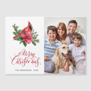 Roter Kardinal Weihnachtsfeiertag Magnetkarte