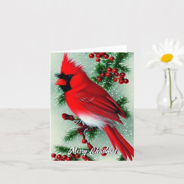 Roter Kardinal Weihnachtskarte Karte (Kleine Pflanze)