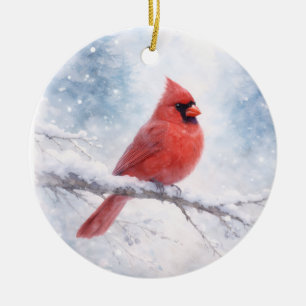 Roter Kardinal Winter Aquarell Keramik Ornament