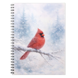Roter Kardinal Winter Aquarell Kunst Druck Notizblock