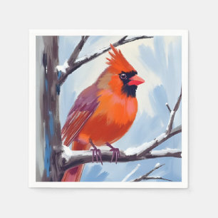 Roter Kardinal Winter Aquarell Serviette