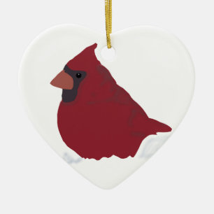 Roter Kardinal Winterschnee Keramik Ornament