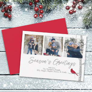 Roter Kardinal Woodland Winterbaum Multi 3 Foto Feiertagskarte