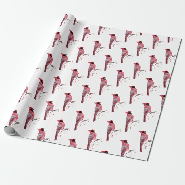 Roter Kardinals-Vogel Geschenkpapier (Ungerollt)