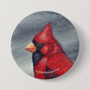 Roter Kardinals-Vogel rund Button