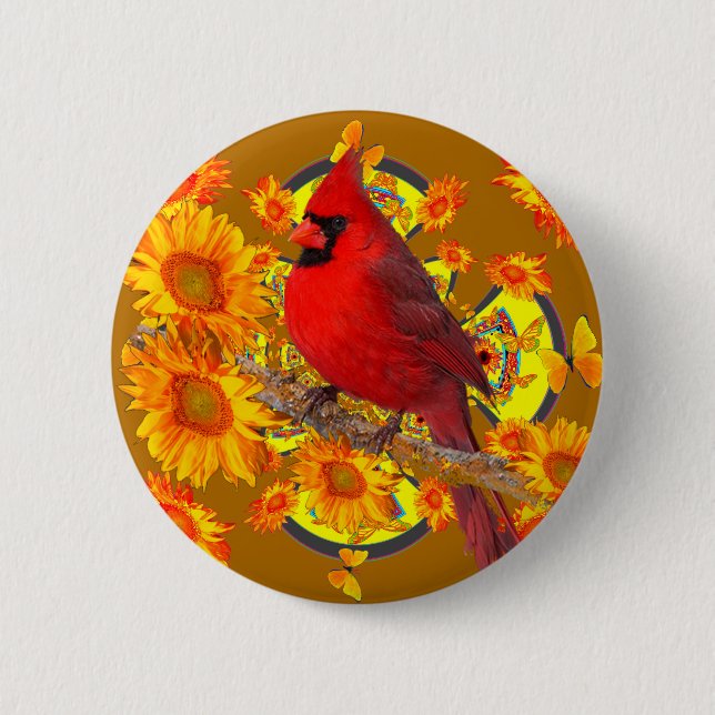 roter Kardinalsvogel Button (Vorderseite)