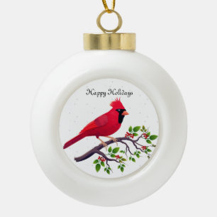 Roter Kardinalsvogel Weihnachten Keramik Kugel-Ornament