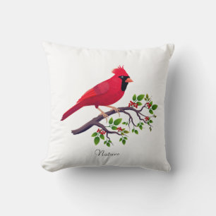 Roter Kardinalvogel auf Baumzweig Kissen