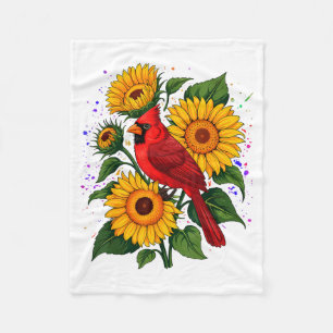 Roter Kardinalvogel Sonnenblume Sommer Blumen Frau Fleecedecke