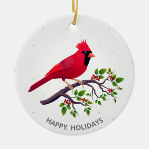 Roter Kardinalvogel Weihnachten  Keramik Ornament