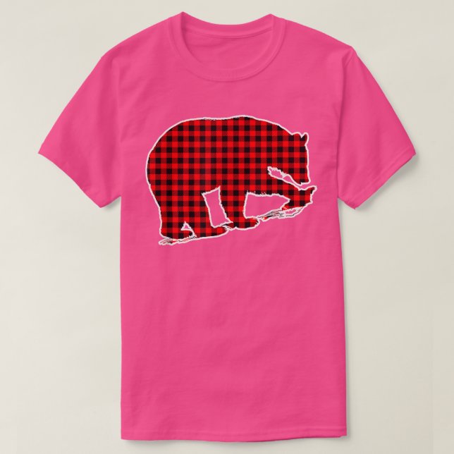 Roter Karierter Bär 1703 T-Shirt (Design vorne)