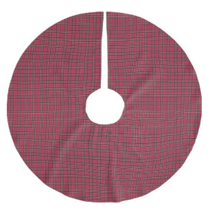 Roter Karierter Baumrock Polyester Weihnachtsbaumdecke