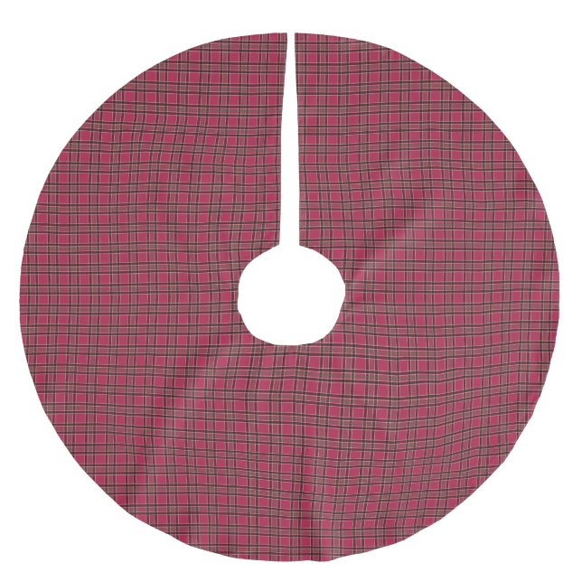 Roter Karierter Baumrock Polyester Weihnachtsbaumdecke (Vorderseite)
