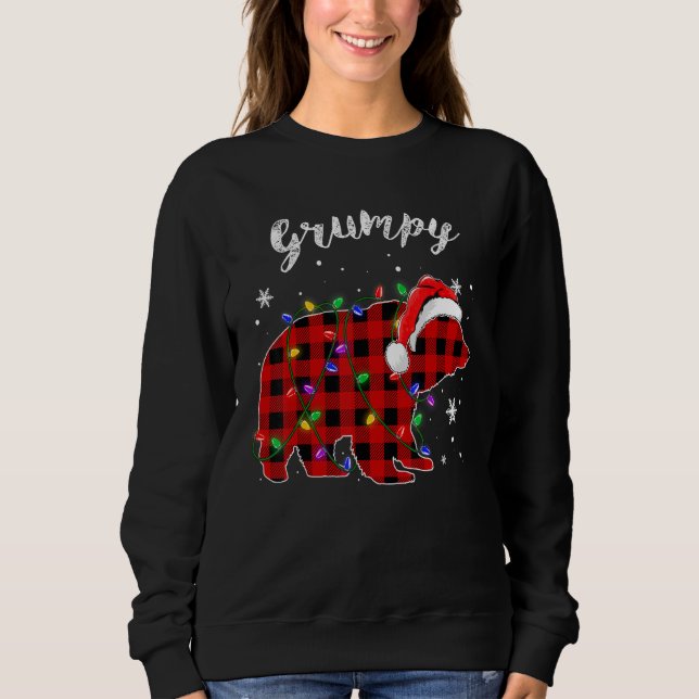 Roter Karierter Grumpy Bär Buffalo Familie Pajama  Sweatshirt (Vorderseite)