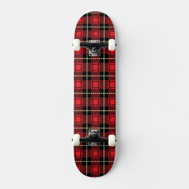 Roter karierter Hintergrund Skateboard (Vorderseite)