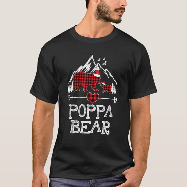 Roter Karierter Poppebär passt Pajama Familie 1 T-Shirt (Vorderseite)