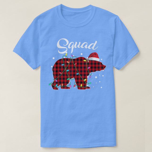 Roter Karierter Squad Bär Matching Buffalo Pajama T-Shirt (Design vorne)