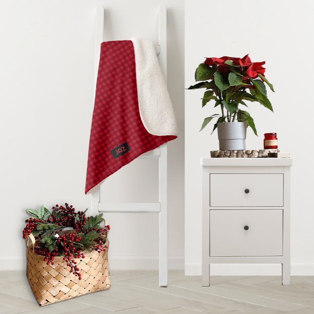 Roter Karierter Strick - Zusammenwirken mit eigene Sherpadecke (Von Creator hochgeladen)