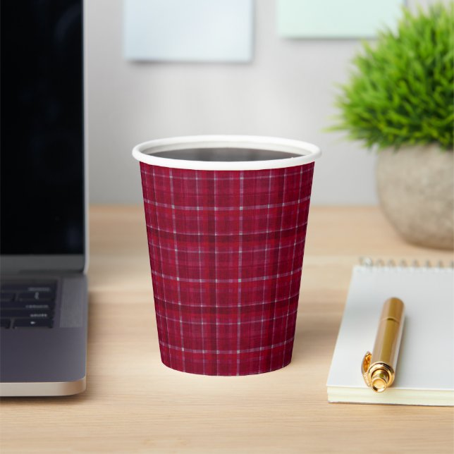 Roter karierter Tartan Pappbecher (InSitu)
