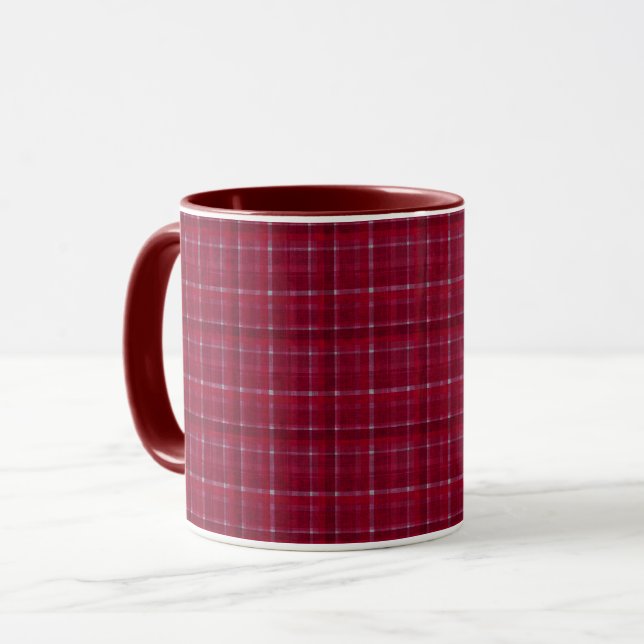 Roter karierter Tartan Tasse (Vorderseite Links)