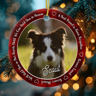Roter Karo Hundedenkmal Foto Für Immer Geliebt Keramik Ornament