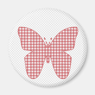 Roter Karo-Schmetterling auf Punkten Magnet