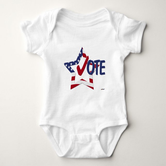 Roter Karo STIMMEN mit US-Flaggenstern Baby Strampler (Vorderseite)